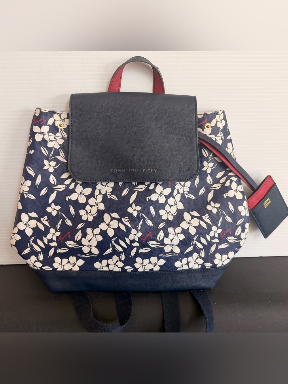 TOMMY HILFIGER Mochila Andrea floral flap Backpack Purse -Y2K Rare